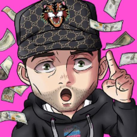 Caricatura de Ace sobre fondo rosa con gorra y billetes